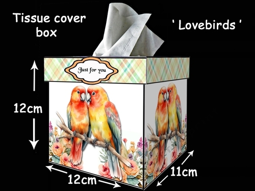 Tissue box cover Lovebirds