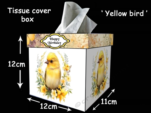 Tissue box cover Yellow bird