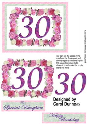 Rose Border with Number 30