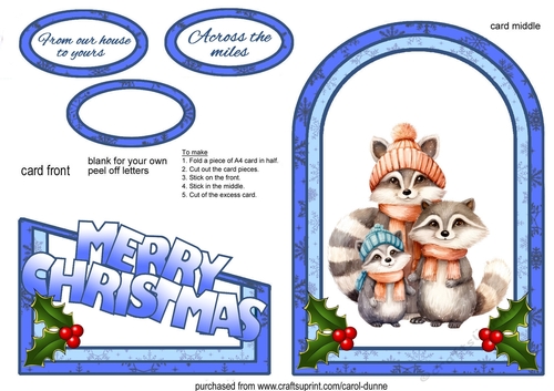 Cutaway Christmas Raccoon family