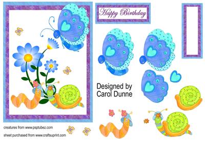 Blue Butterfly and Snail Decoupage
