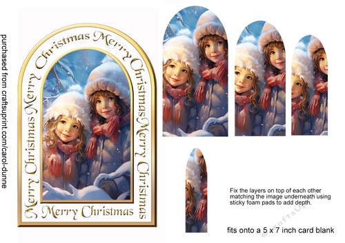 Arched card Winter friends