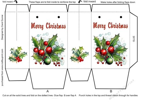 Holly and berries mini gift bag