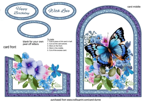 Cutaway Blue butterflies with flowers