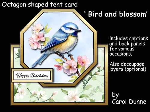 Tent card Bird & blossom
