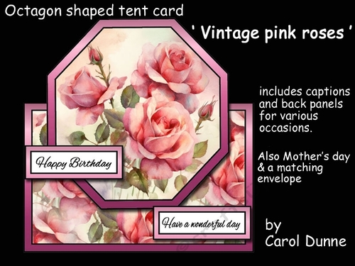 Tent card Vintage pink roses