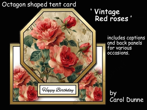 Octagon Tent Vintage Red roses