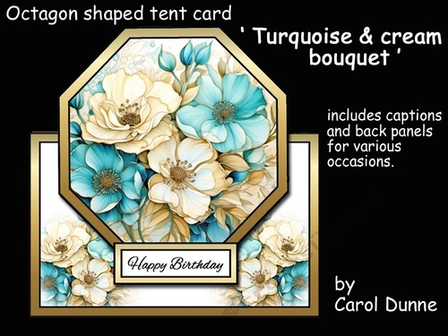 Octagon tent Turquoise & cream bouquet