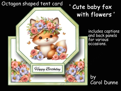 Cute baby fox with flowers