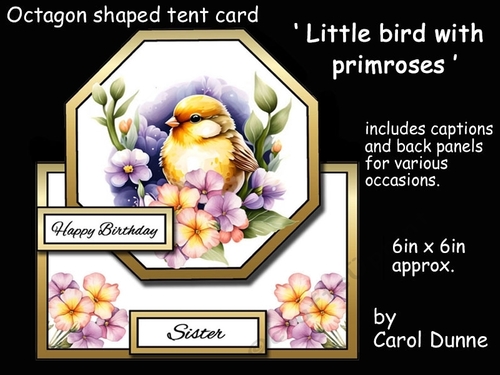Octagon tent Little bird with primroses