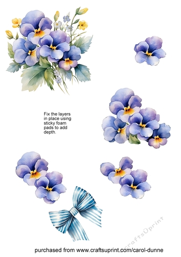 Blue pansy decoupage