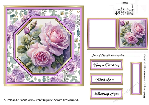 Octagon design Lilac roses