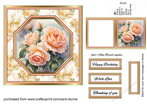 Octagon design peach roses