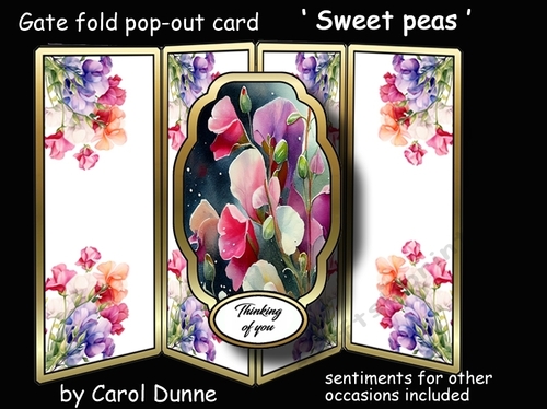 Gate fold pop-out Sweet peas