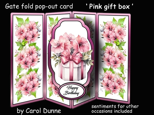 Gate fold pop-out pink gift box
