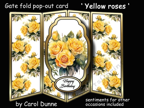 Gate fold pop-out Yellow roses