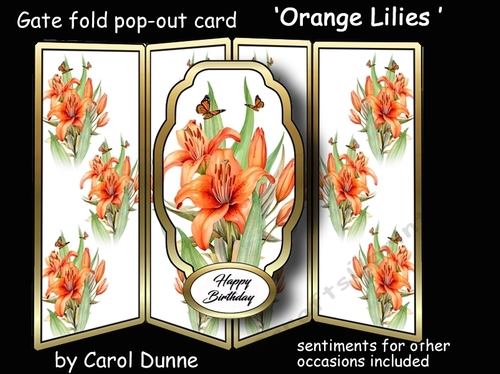 Gate fold pop-out Orange Lilies 