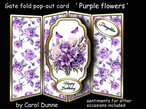 Gate fold pop-out Purple Flowers