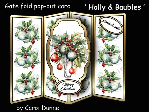 Gatefold pop-out Holly & baubles