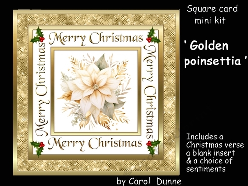 Golden Poinsettia square card