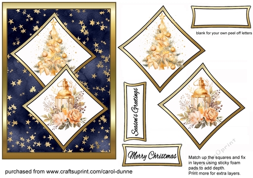 Two squares Golden Christmas