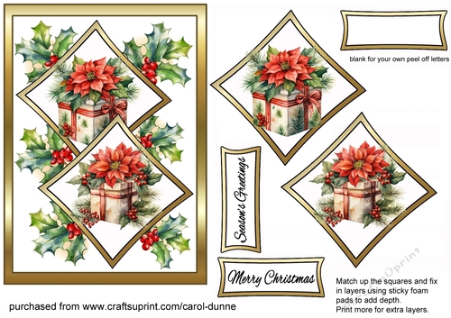 Two squares Poinsettia gift boxes