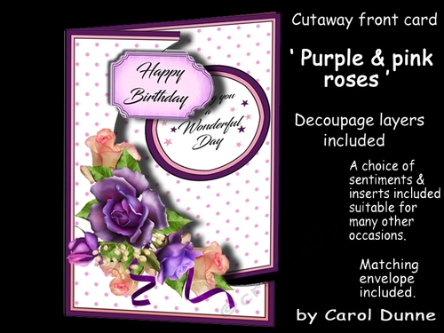 Cutaway Purple & pink roses