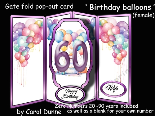 Gatefold pop-out Birthday Balloons (female)