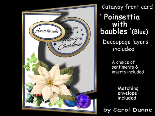 Cutaway Poinsettia with baubles (Blue)