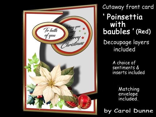 Cutaway Poinsettia with baubles (Red)