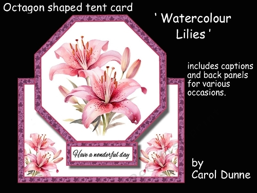Octagon tent Pink Watercolour Lilies