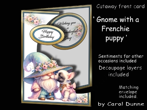 Cutaway Gnome with a Frenchie puppy