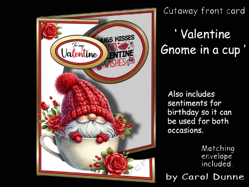 Cutaway Valentine Gnome in a cup
