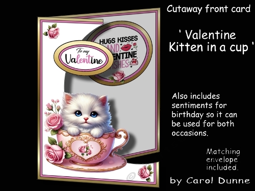 Cutaway Valentine Kitten in a cup