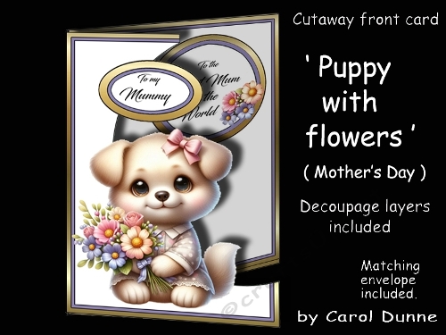 Cutaway Puppy with flowers MD