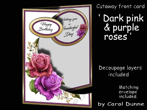 Cutaway Dark pink & purple roses