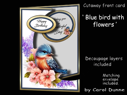 Cutaway Bluebird with flowers