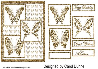 3 Gold Butterflies