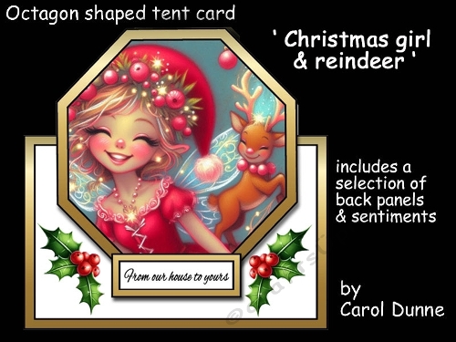 Octagon tent Christmas girl & reindeer