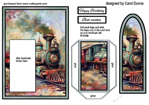 Bookmark Card Vintage train