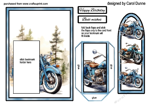 Bookmark Card blue motorbike