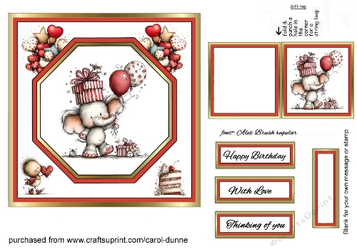 Octagon front Birthday elephant