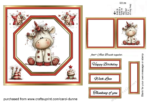 Octagon front Birthday unicorn