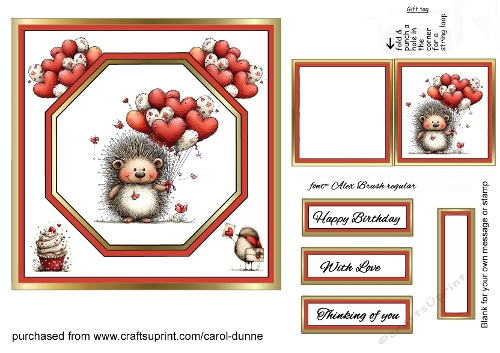 Octagon front Birthday hedgehog