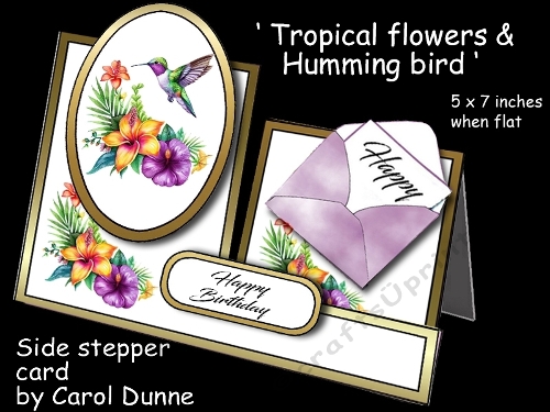 Side stepper Tropical flowers & humming bird