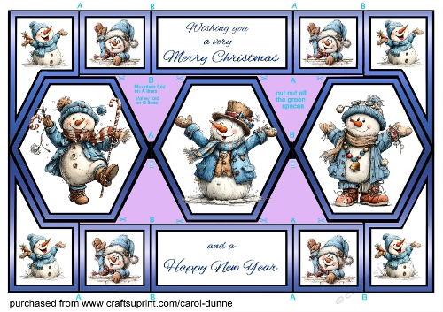 Hexagon trifold Quirky snowman