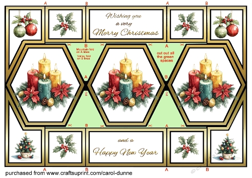 Hexagon trifold  Festive candles