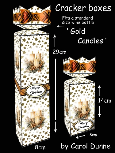 Cracker bottle boxes Gold candles