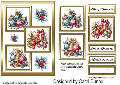 Three squares Christmas baubles