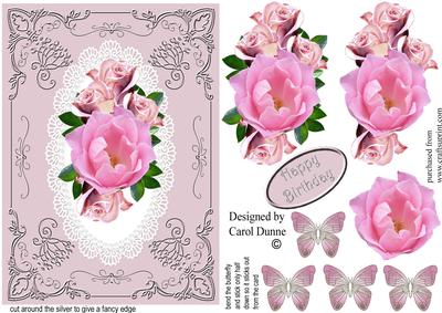 Pink Roses and Butterflies